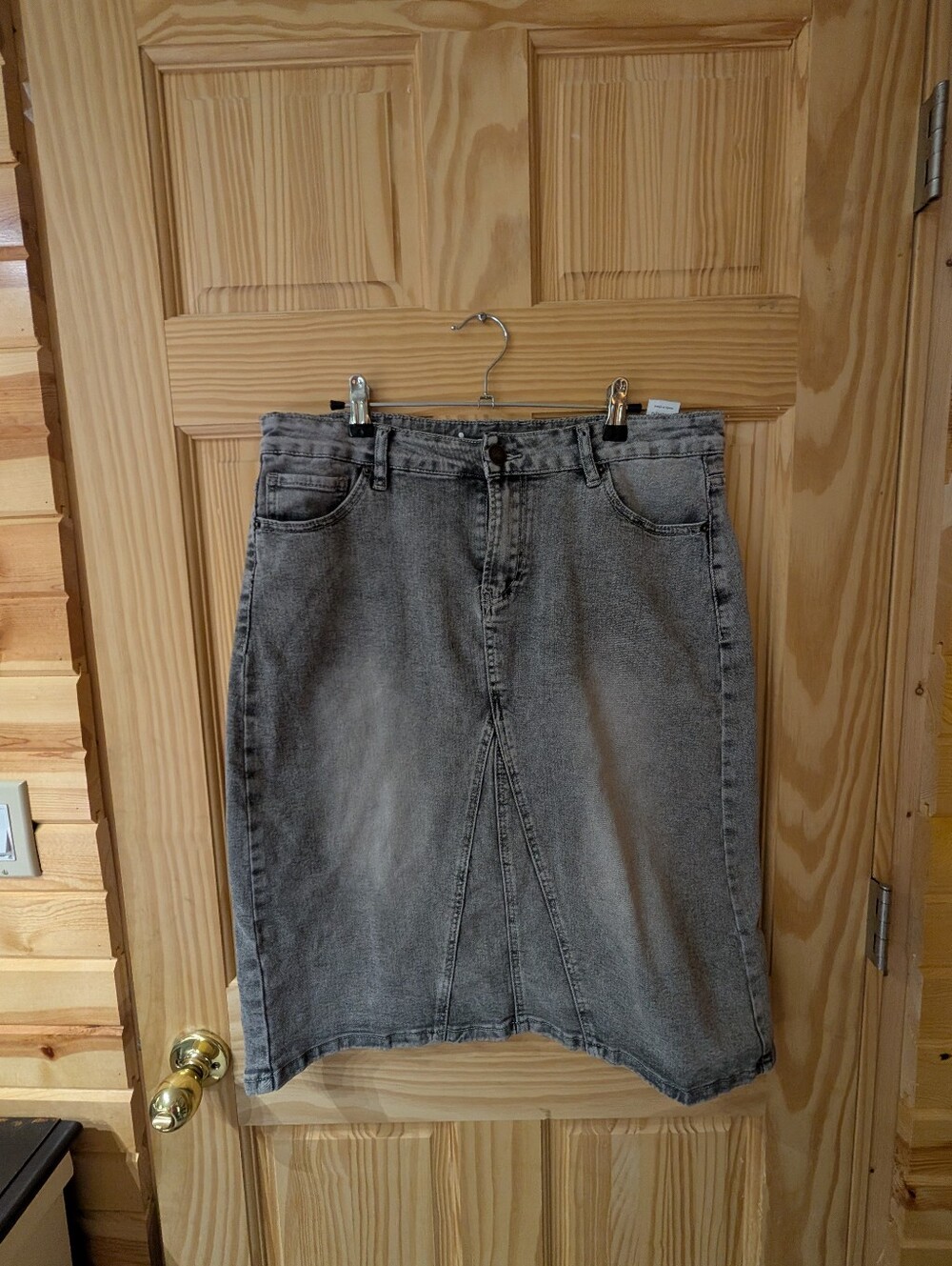 Women's 11/12 Inherit Classic Grey Denim Pencil Skirt 26"